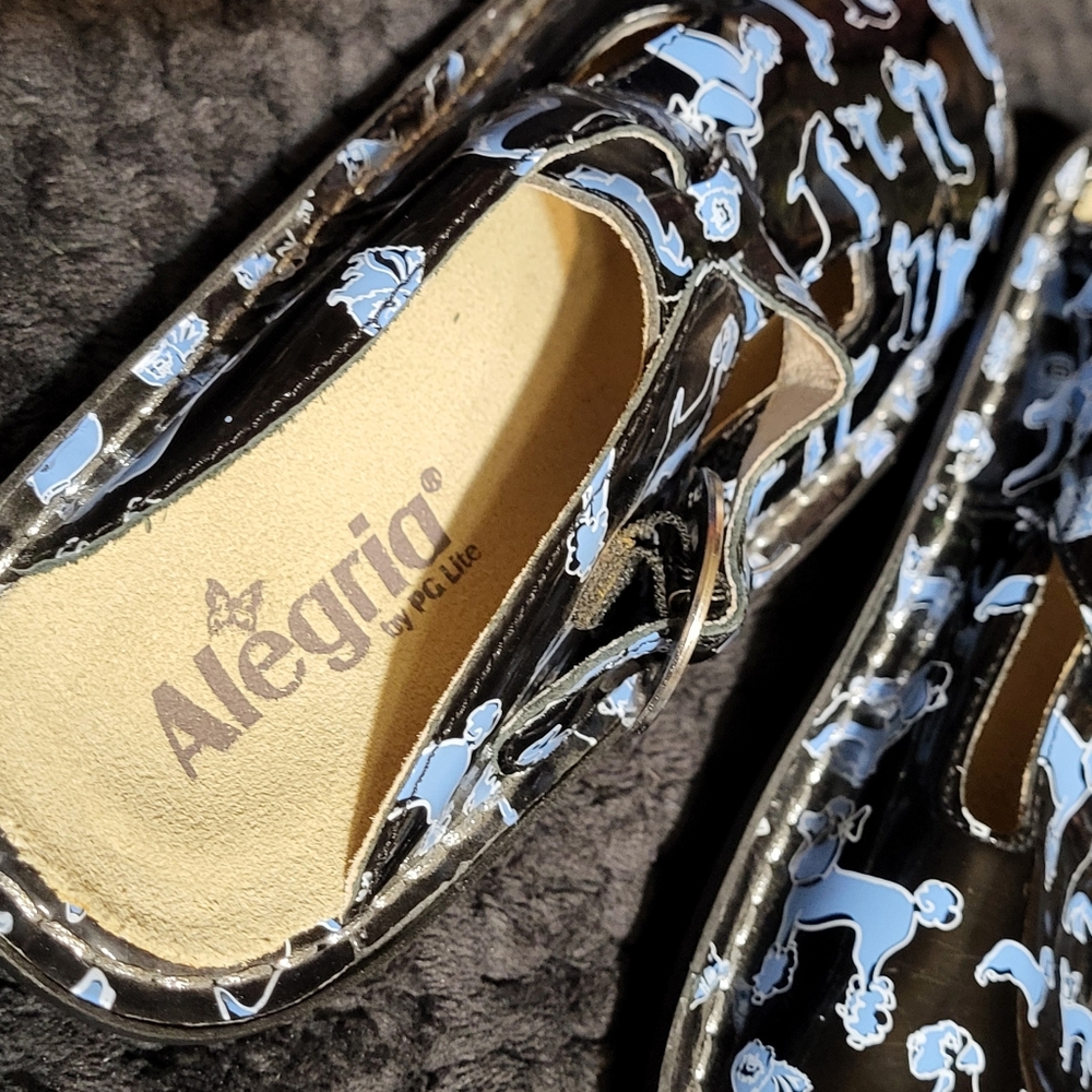 Alegria Dogs Print Buckle Clogs Mary Janes Patent Leather UK 36 US 6 - Picture 6 of 9